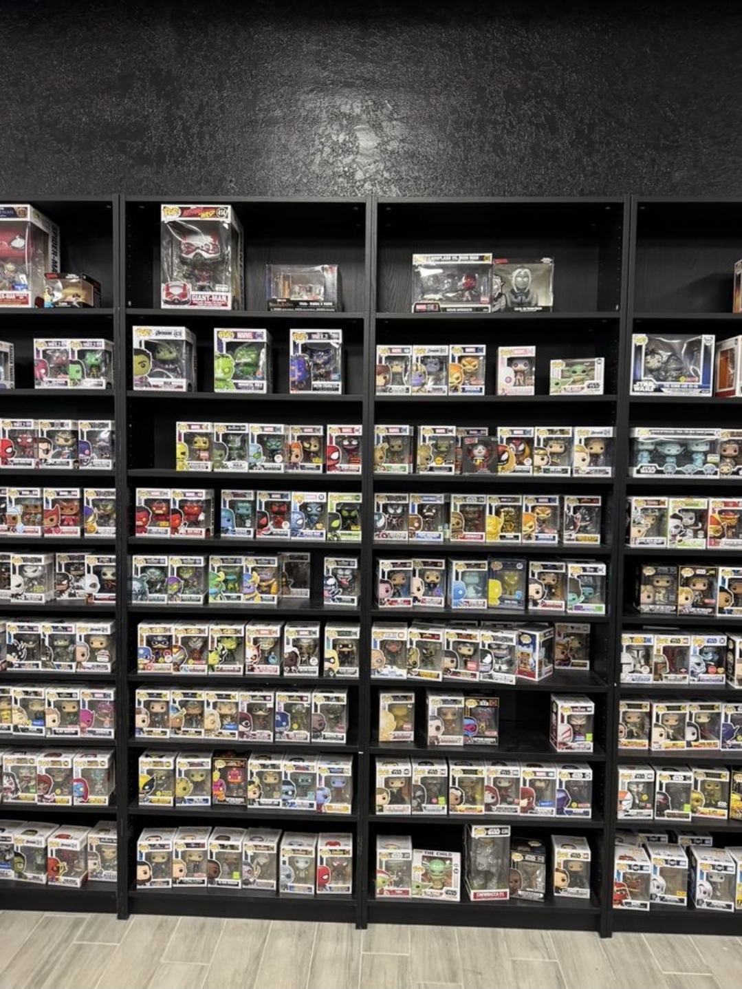 Wall of Funko Pop collectibles